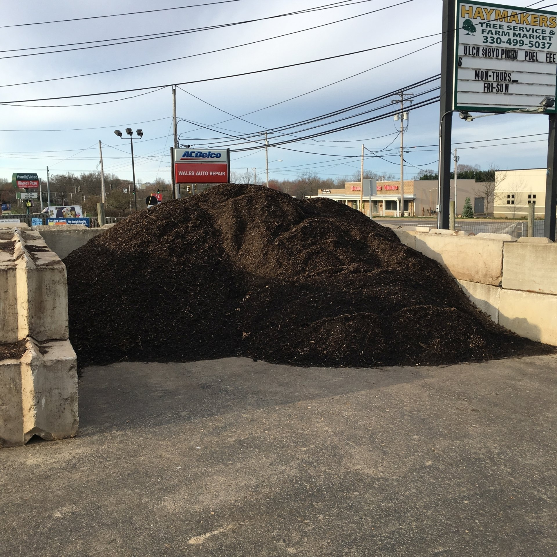 Dark Brown Mulch at retail location in North Canton, OH along Wales Rd