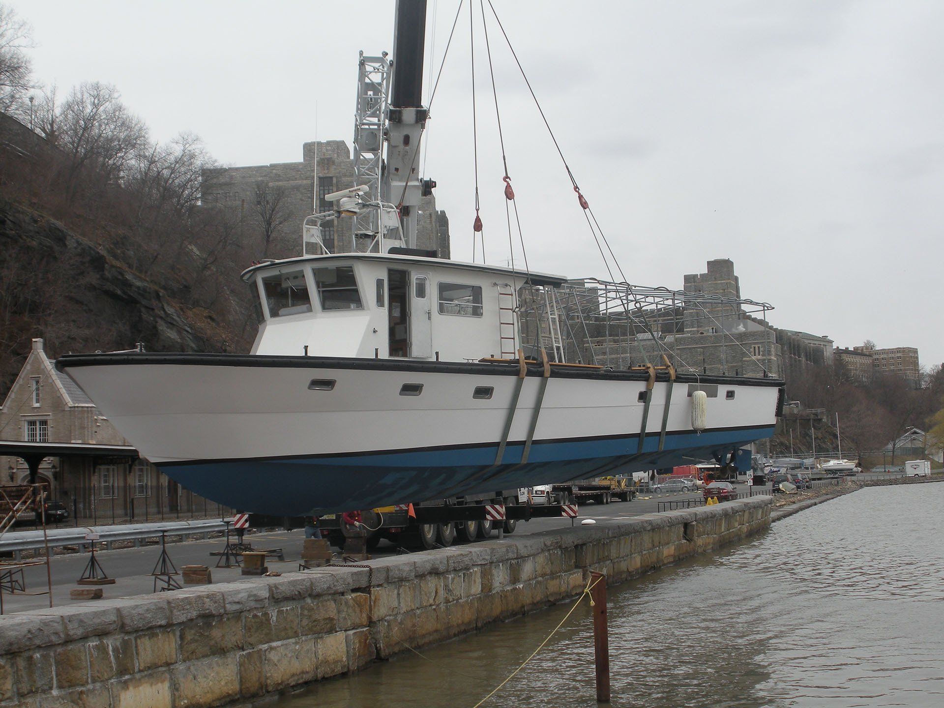 Lifted Boat — Nanuet, NY — Olori Crane Service, Inc.