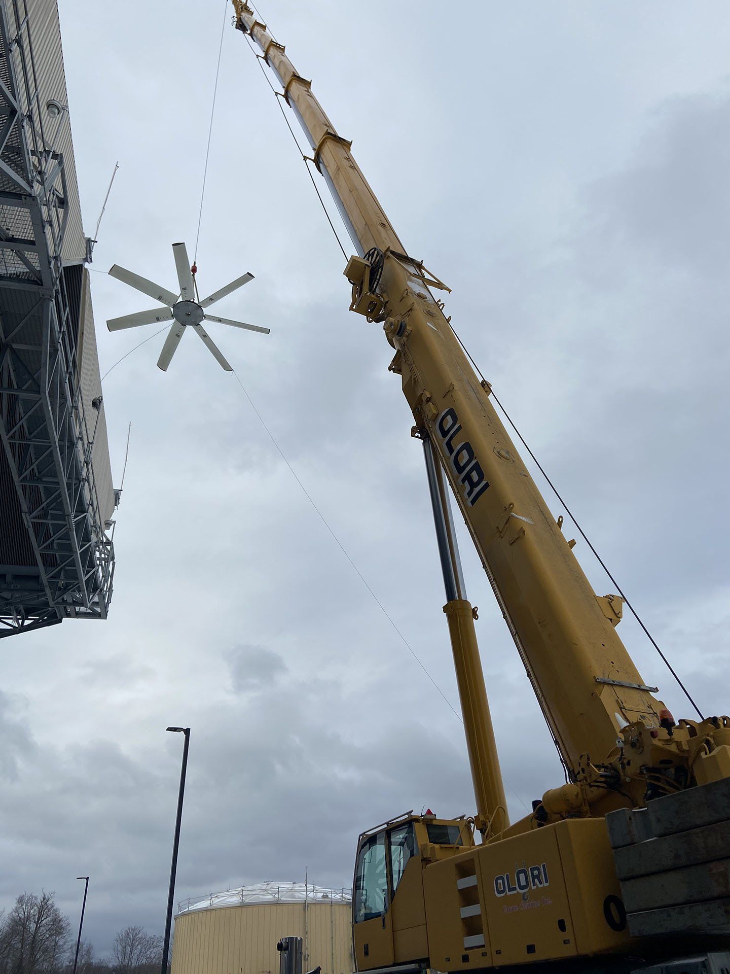 Crane Lifiting Exhaust Fan for Building — Nanuet, NY — Olori Crane Service, Inc.