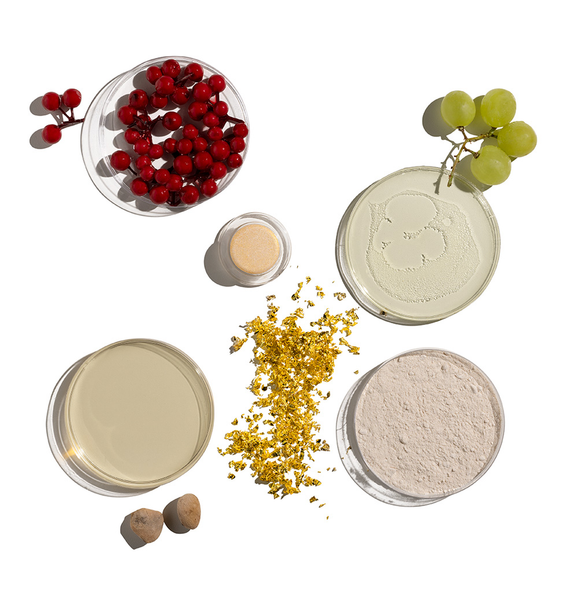 A variety of ingredients are laid out on a white surface