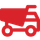Une icône rouge d'un camion malaxeur à béton sur fond blanc.