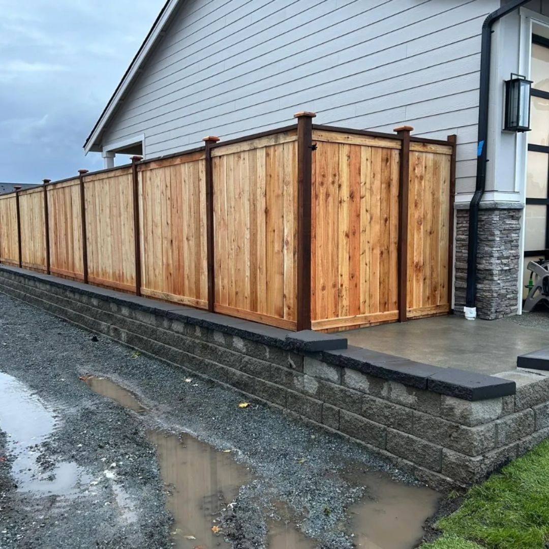 Retaining Wall with Fence on top
