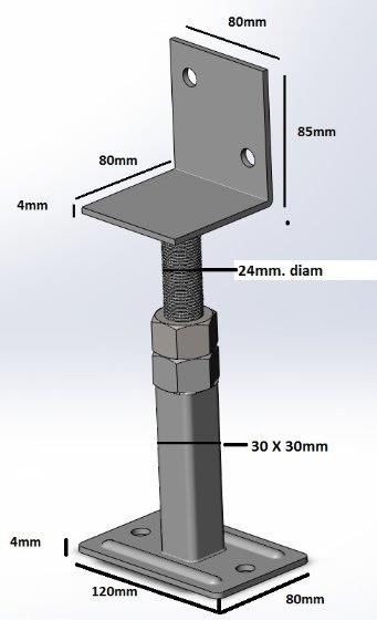 ADJUSTABLE BEARER SUPPORT - FOR USE WITH DECKS 300MM TO 600MM OFF THE GROUND