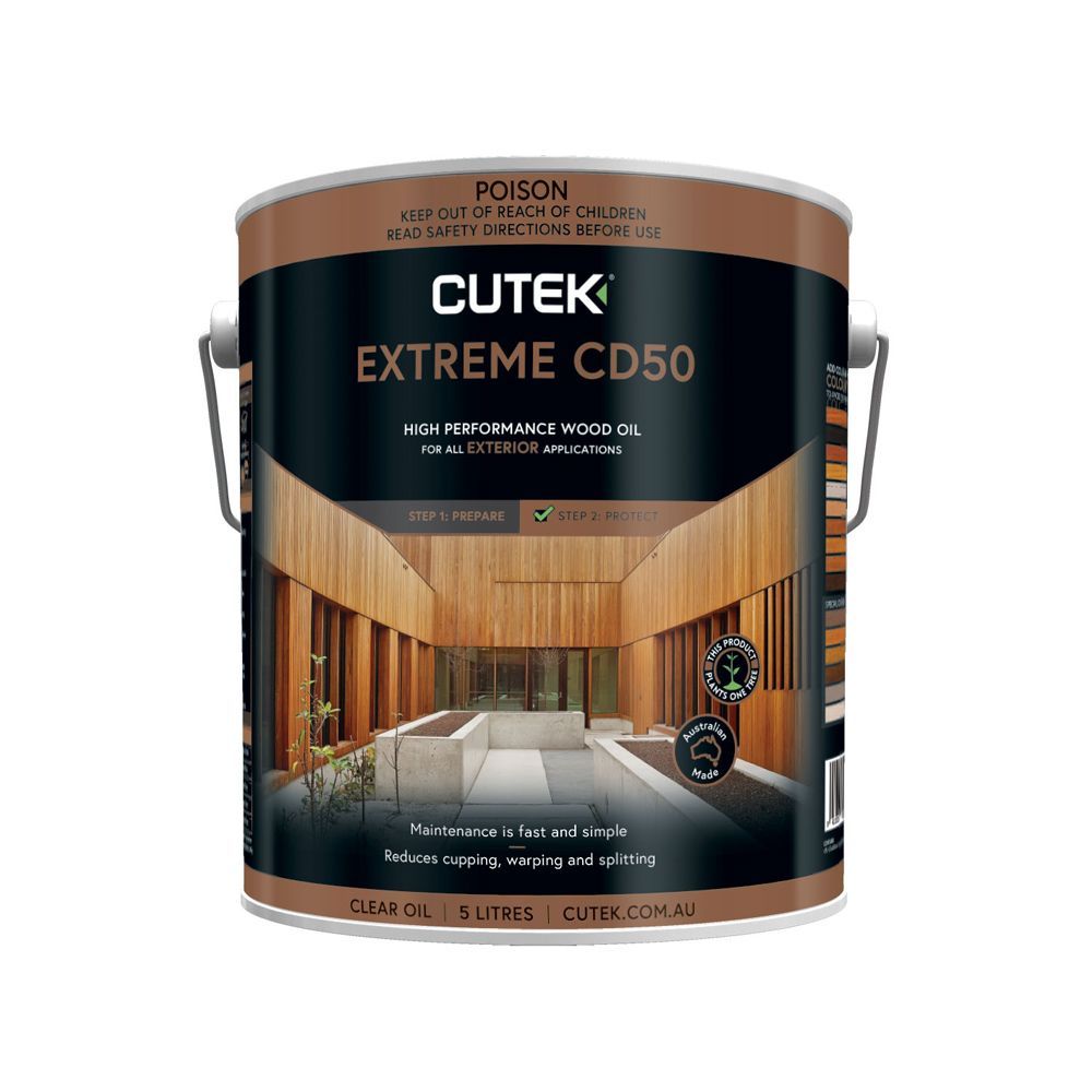 A can of cutek extreme cd50 wood oil on a white background.