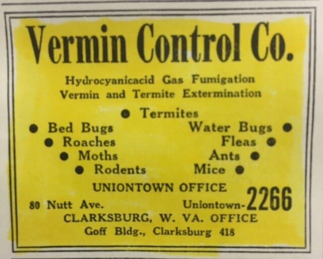 Vintage Ad — Pest Control Company in Uniontown, PA Vintage Ad — Pest Control Company in Uniontown, PA