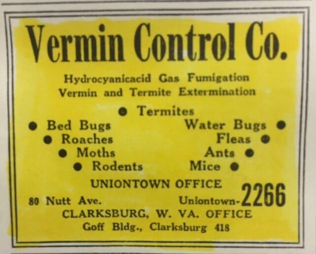Vintage Ad — Pest Control Company in Uniontown, PA