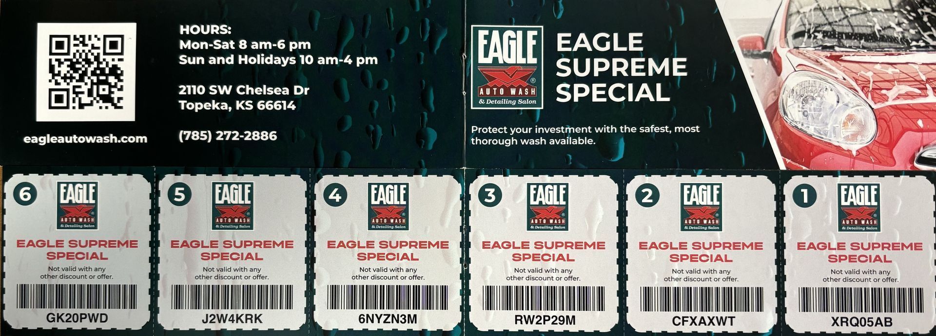 6 Eagle Supreme Washes for one low price!