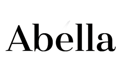 A black and white logo for abella on a white background.