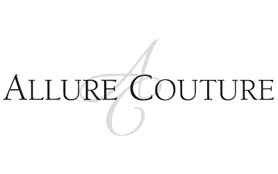 The allure couture logo is a black and white logo on a white background.