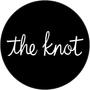 A black circle with the words `` the knot '' written inside of it.