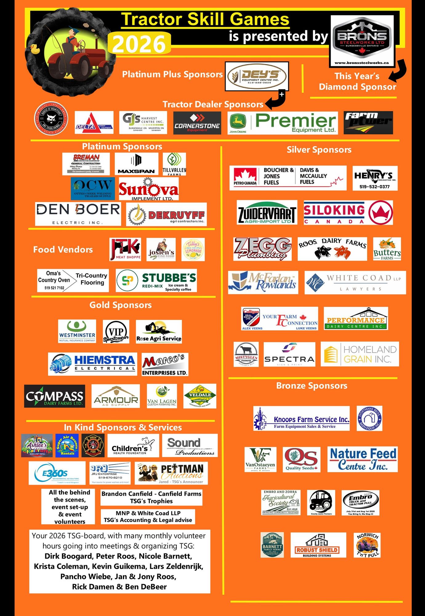 2025 Tractor Skill Games Sponsors 2025 TSG - Tractor Skill Games - Sponsors