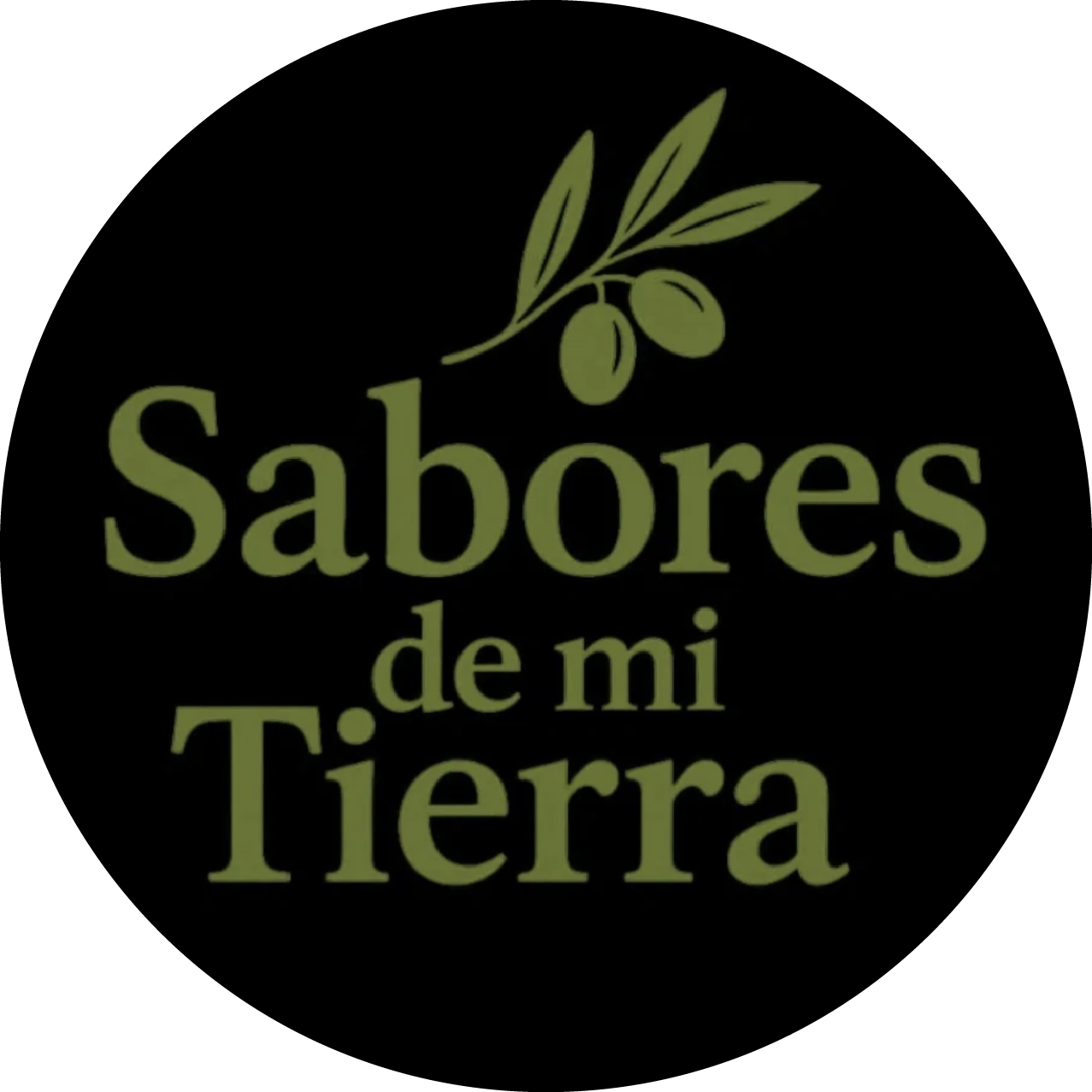 Logotipo redondo negro con texto verde 