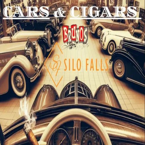 A poster for brunos cars and cigars silo falls