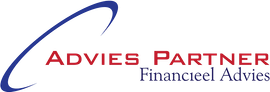 a blue and red logo for advies partner financieel advies