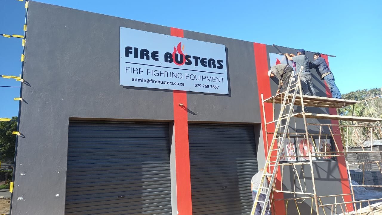 Installation Fire Busters shopfront sign
