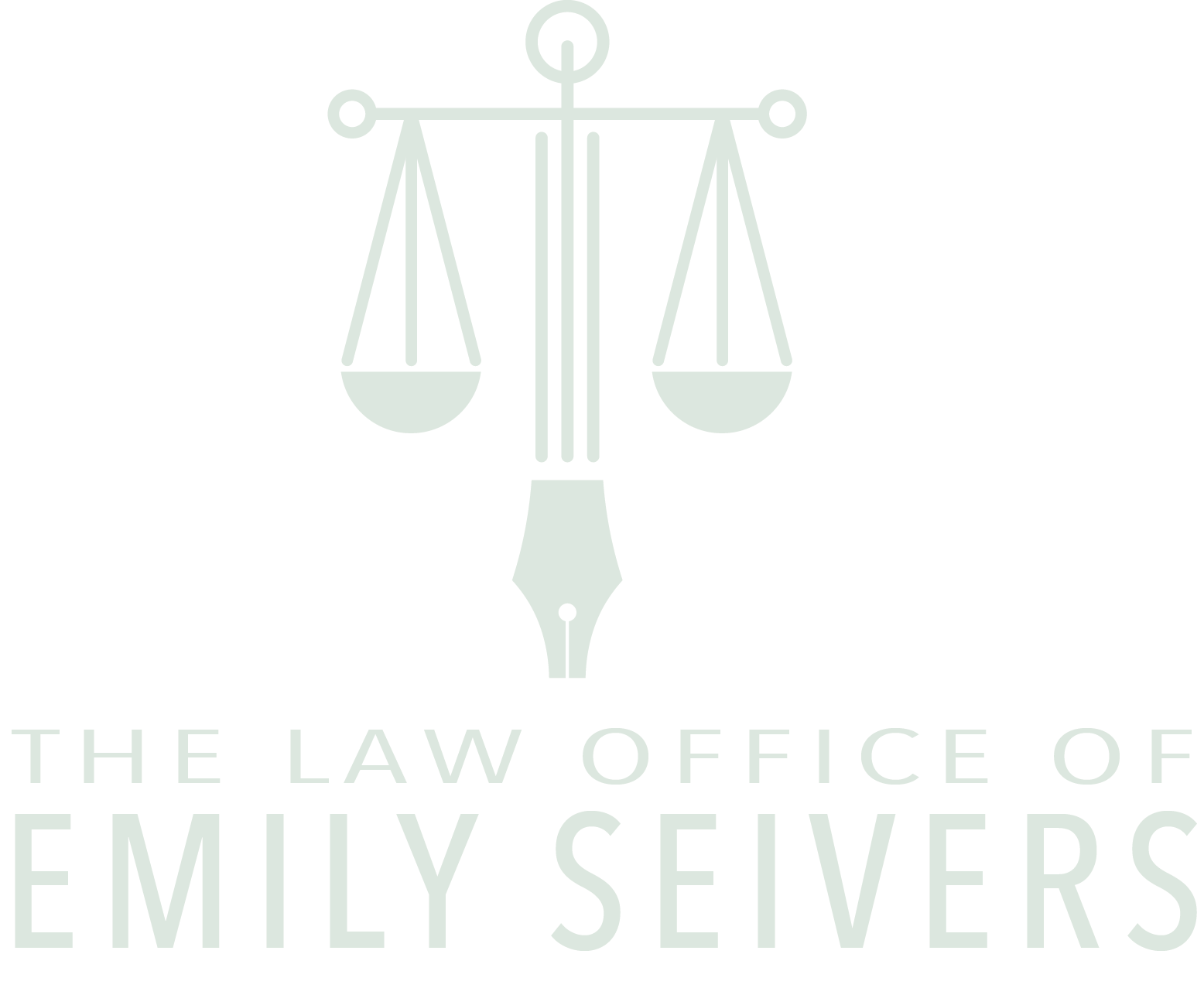 Scales of justice icon above text: The Law Office of Emily Seivers.