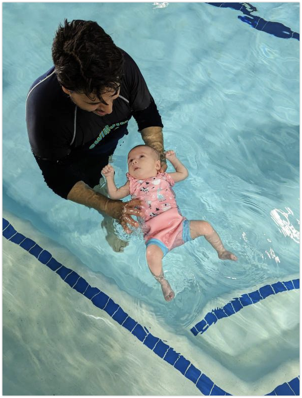 In this class, our instructors gently guide caregivers through a number of exercises that offer an opportunity for their infants to become acclimated to the aquatic environment through water exploration, fluid movement and time spent on their back and tummy.