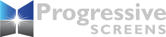 Logo for Progressive Screens: stylized blue, white, and gray graphic with the company name in gray text.