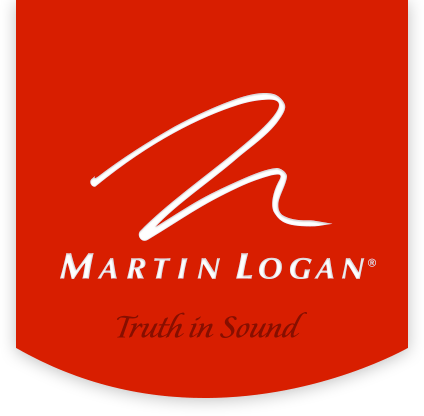Martin Logan logo: white stylized 