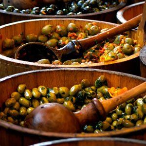 olives and barrels