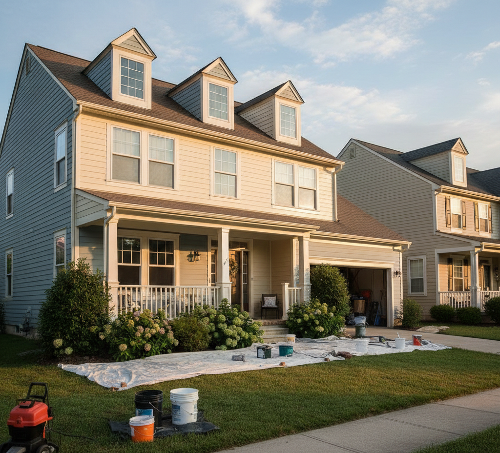 A bathroom with two sinks , a tub , and wicker baskets.