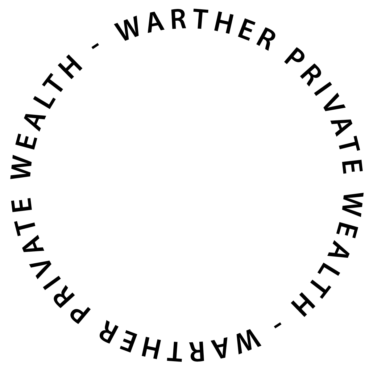 A black and white circle with the words `` warther private wealth '' written inside of it.