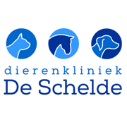 A blue logo for dierenkliniek de schelde