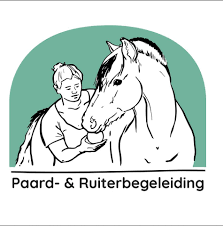 Een zwart-wit tekening van een vrouw die een paard vasthoudt.