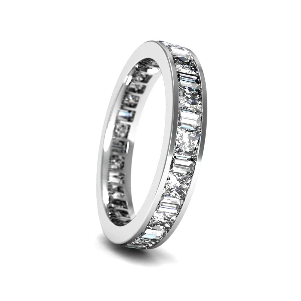 Platinum full eternity ring with alternate baguette and princess-cut diamonds
