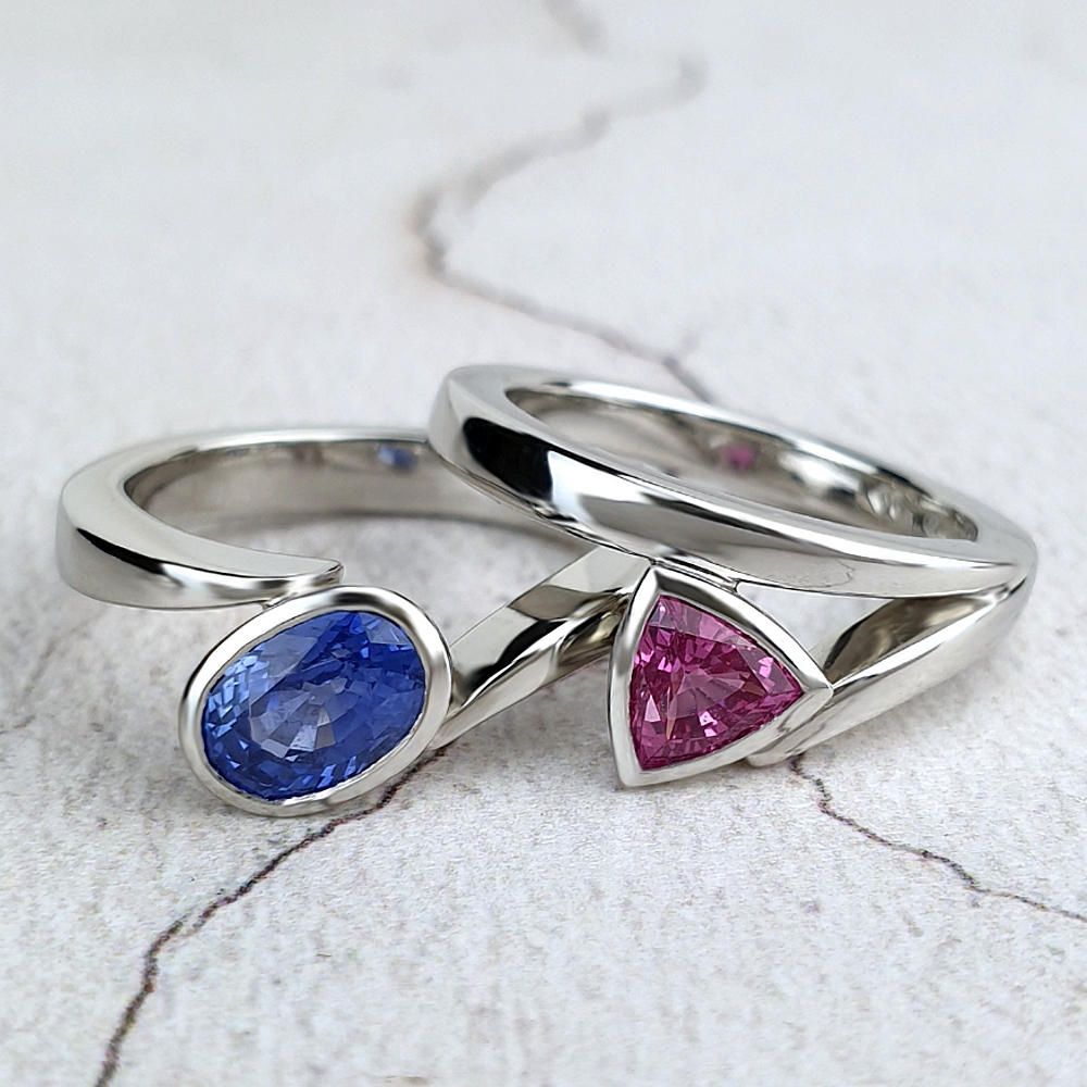 Platinum engagement rings with sapphires