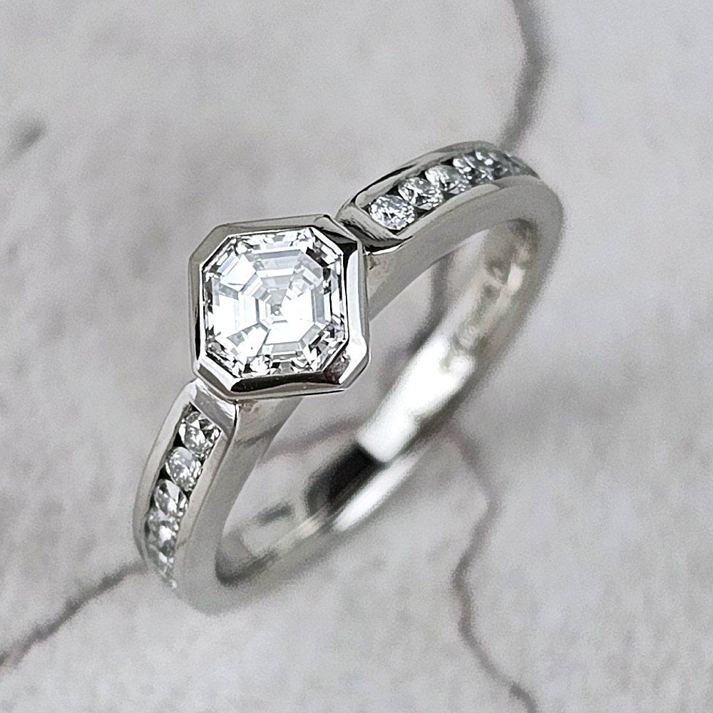 A diamond engagement ring designed by a customer
