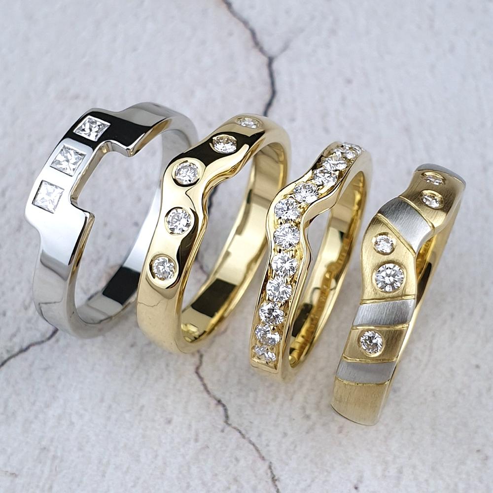 Bespoke fitted wedding rings with diamonds