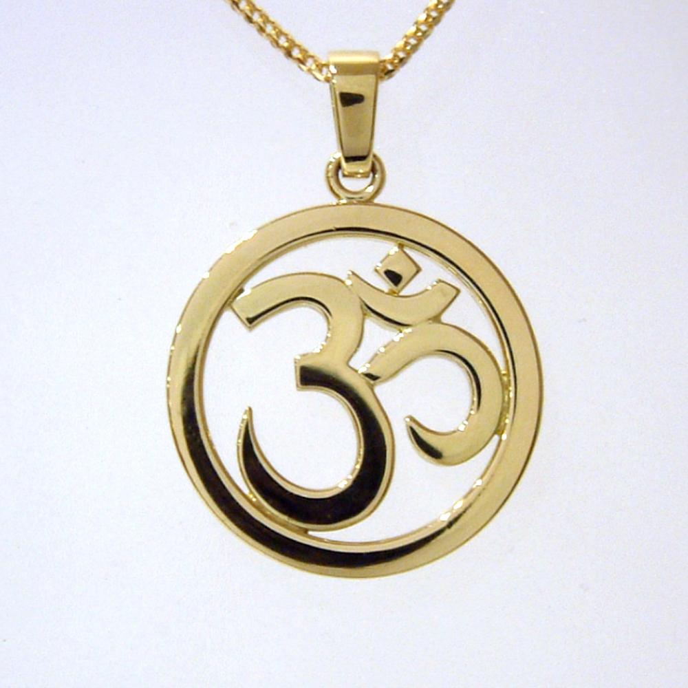 18ct gold Om pendant