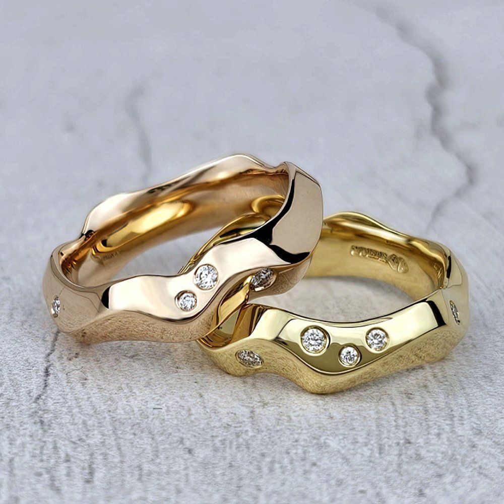 Unique carved wedding rings