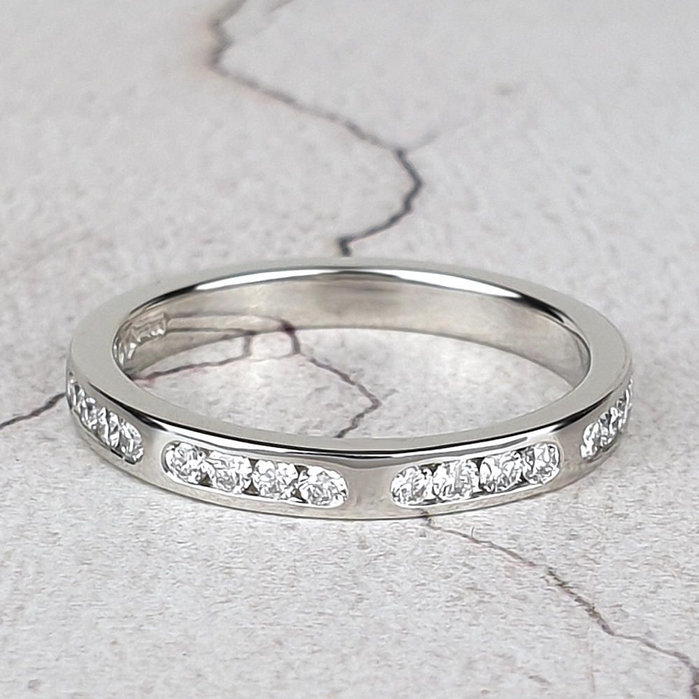Platinum wedding ring channel-set