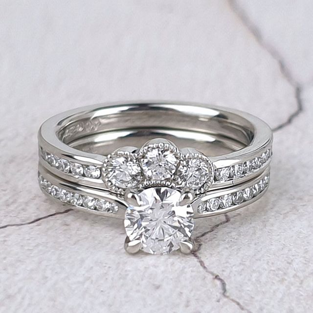Top wedding ring shaped to fit engagement ring Free Shipping