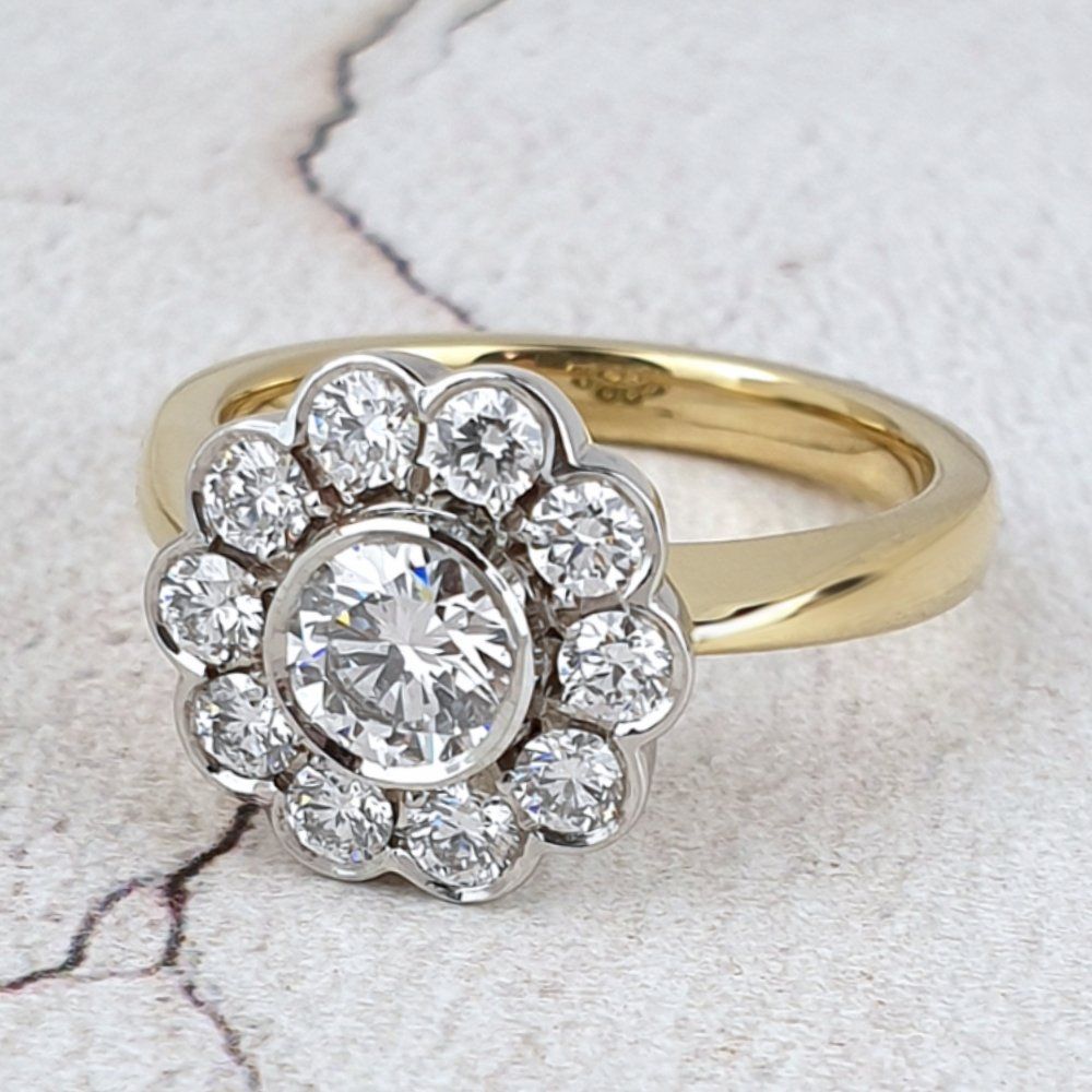 Daisy cluster engagement ring