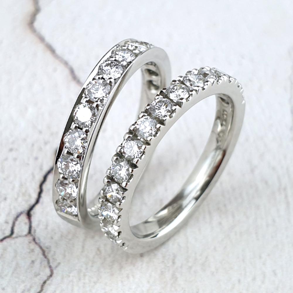 Castle set and gipsy-set diamond wedding rings