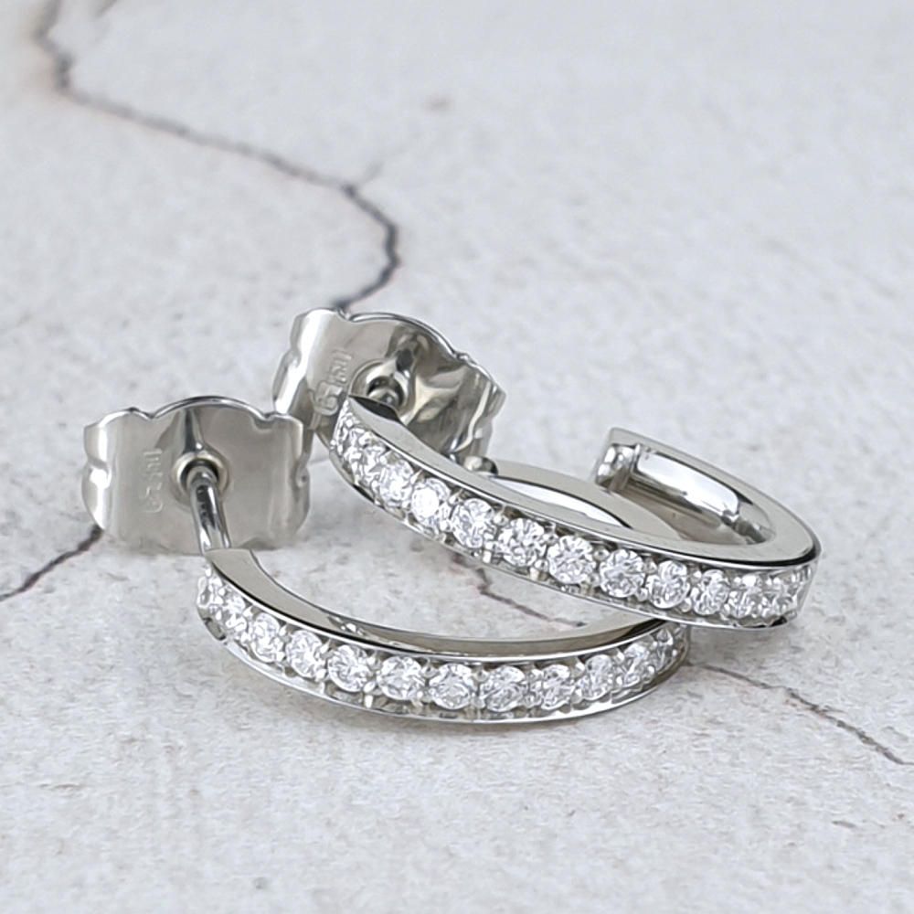 Platinum hoops with pavé diamonds
