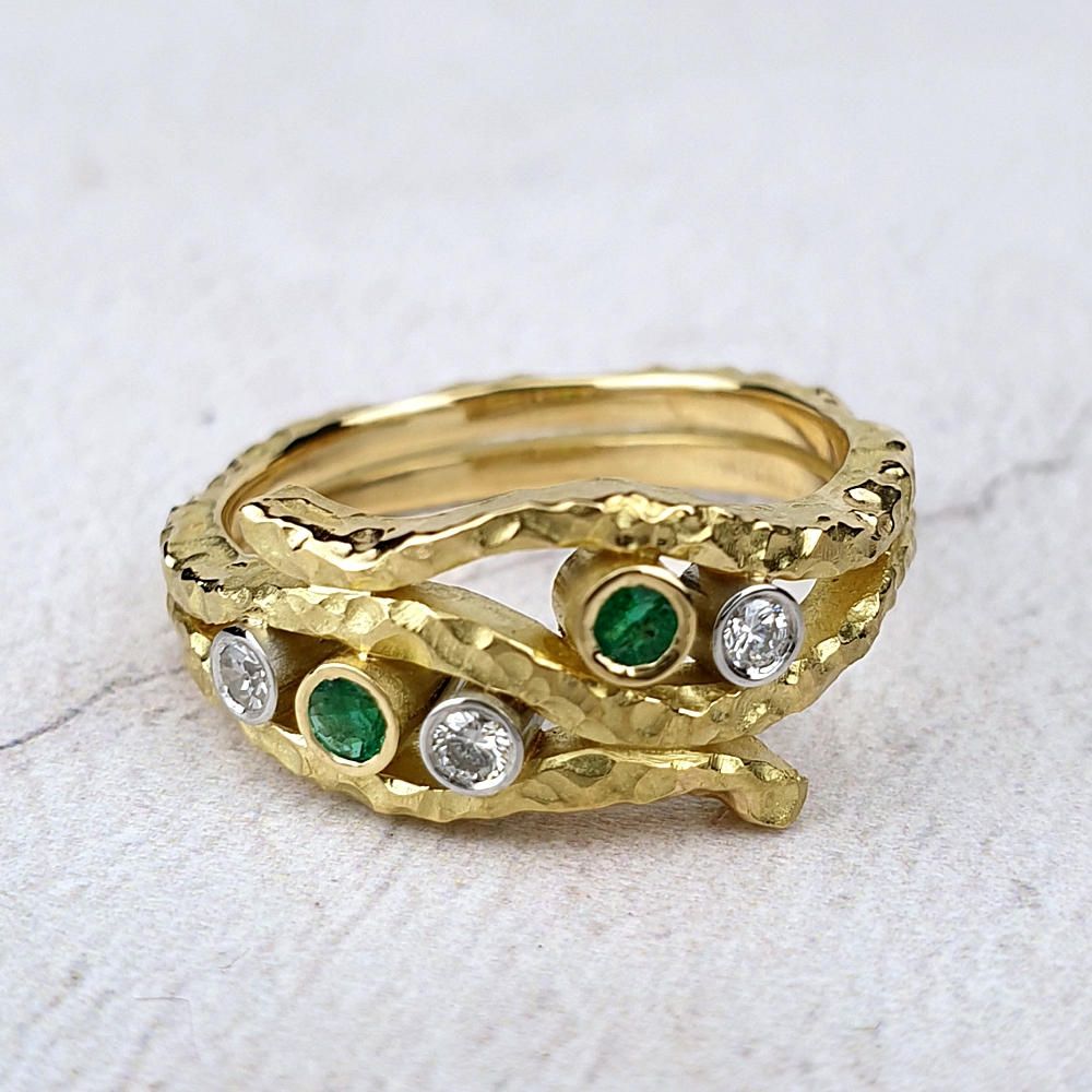 emerald and diamond ring with customer's own stones