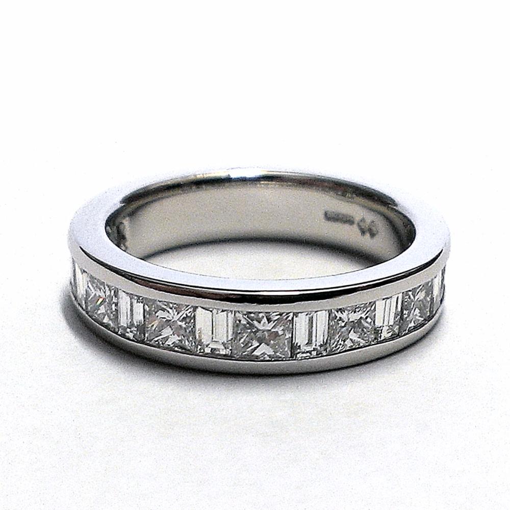 Platinum eternity ring with princess cut and baguette diamonds