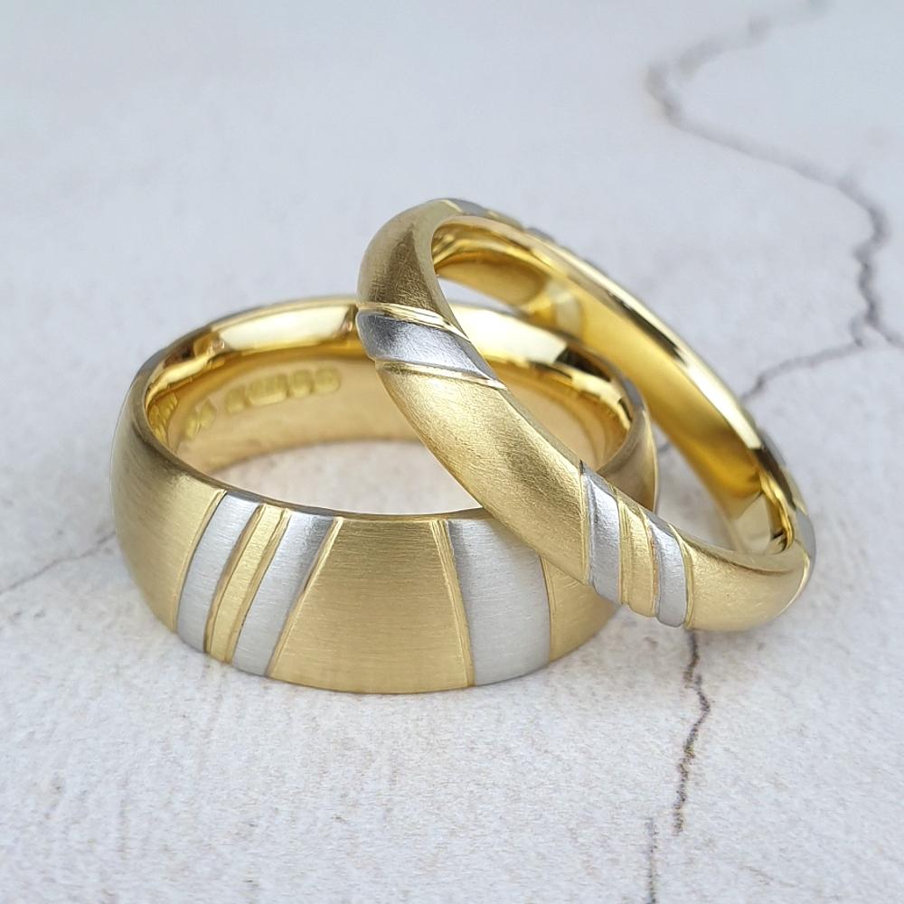 8mm and 4mm court bands with platinum stripes