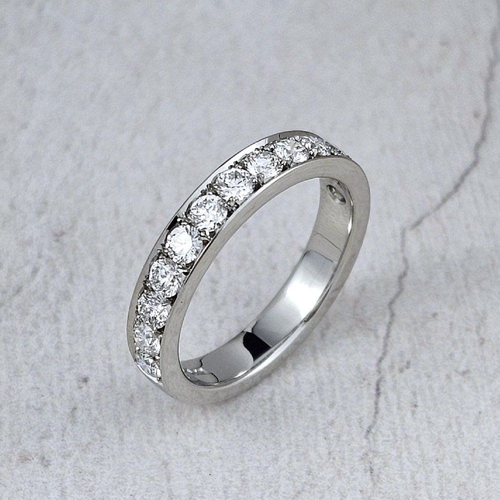 A platinum eternity ring with diamonds