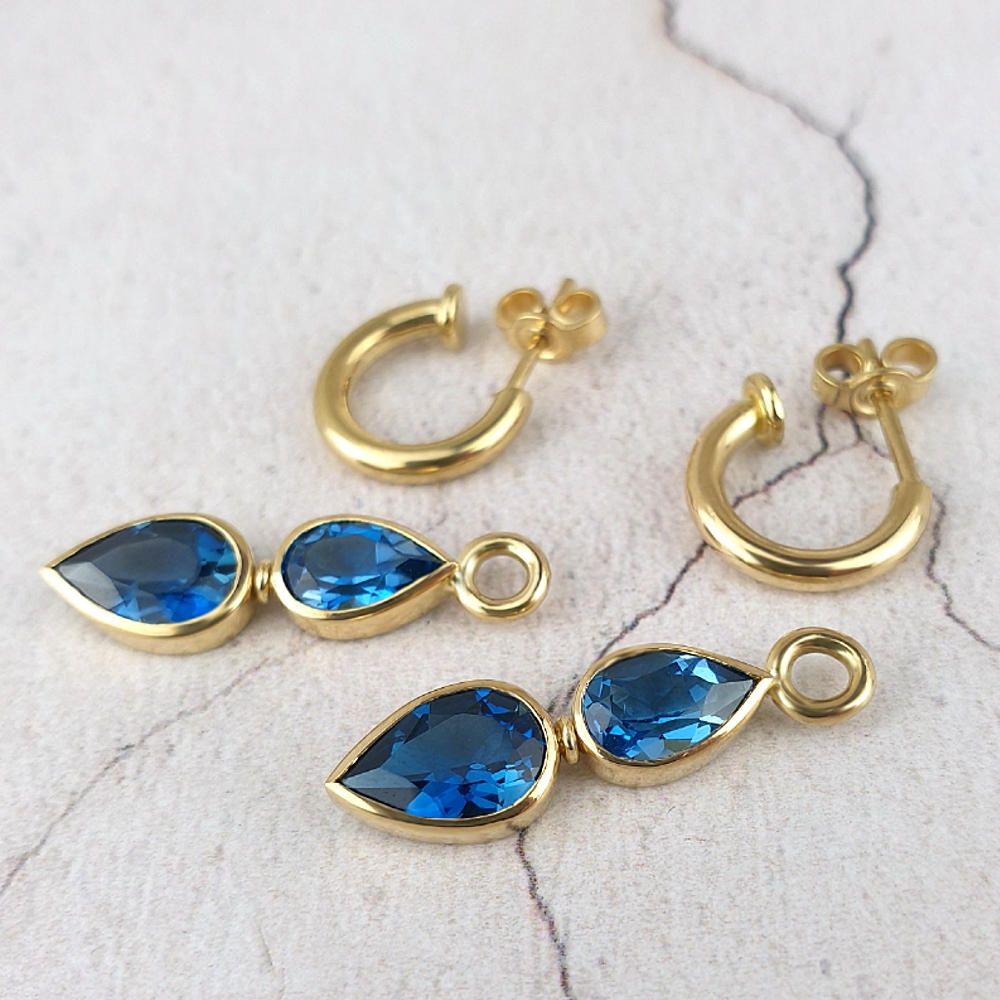 Hoop earrings with London Blue Topaz Drops