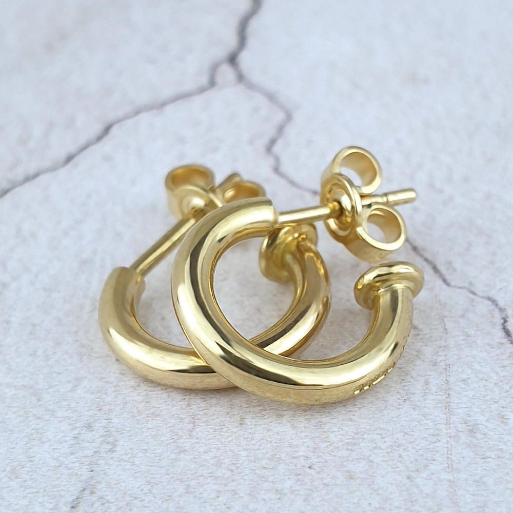 18ct yellow gold hoops, can be worn alone or with attachments