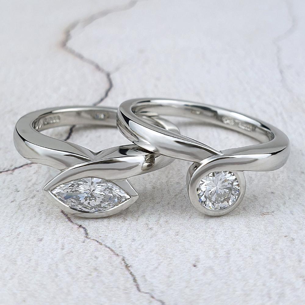 Infinity Engagement Rings in platinum with diamonds