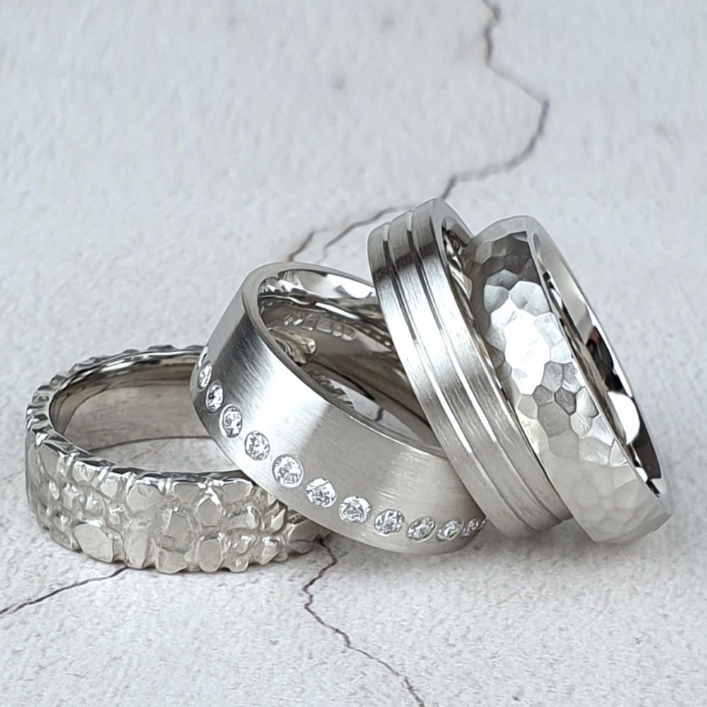 Selection of made to measure platinum wedding rings