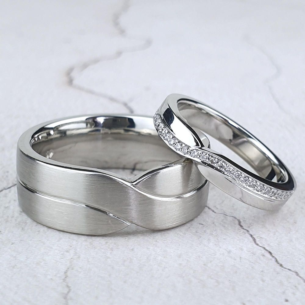 Matching wedding rings for bride and groom