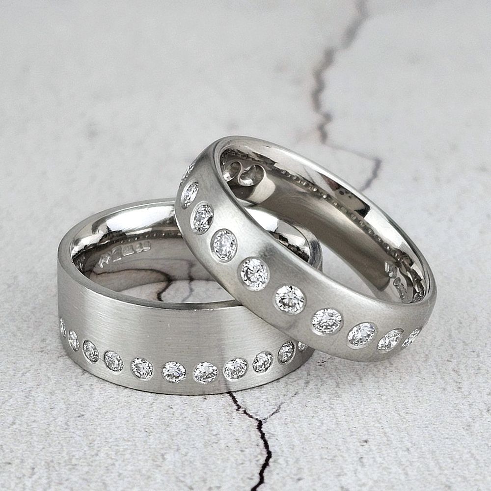 Men's platinum  eternity ring with diamonds