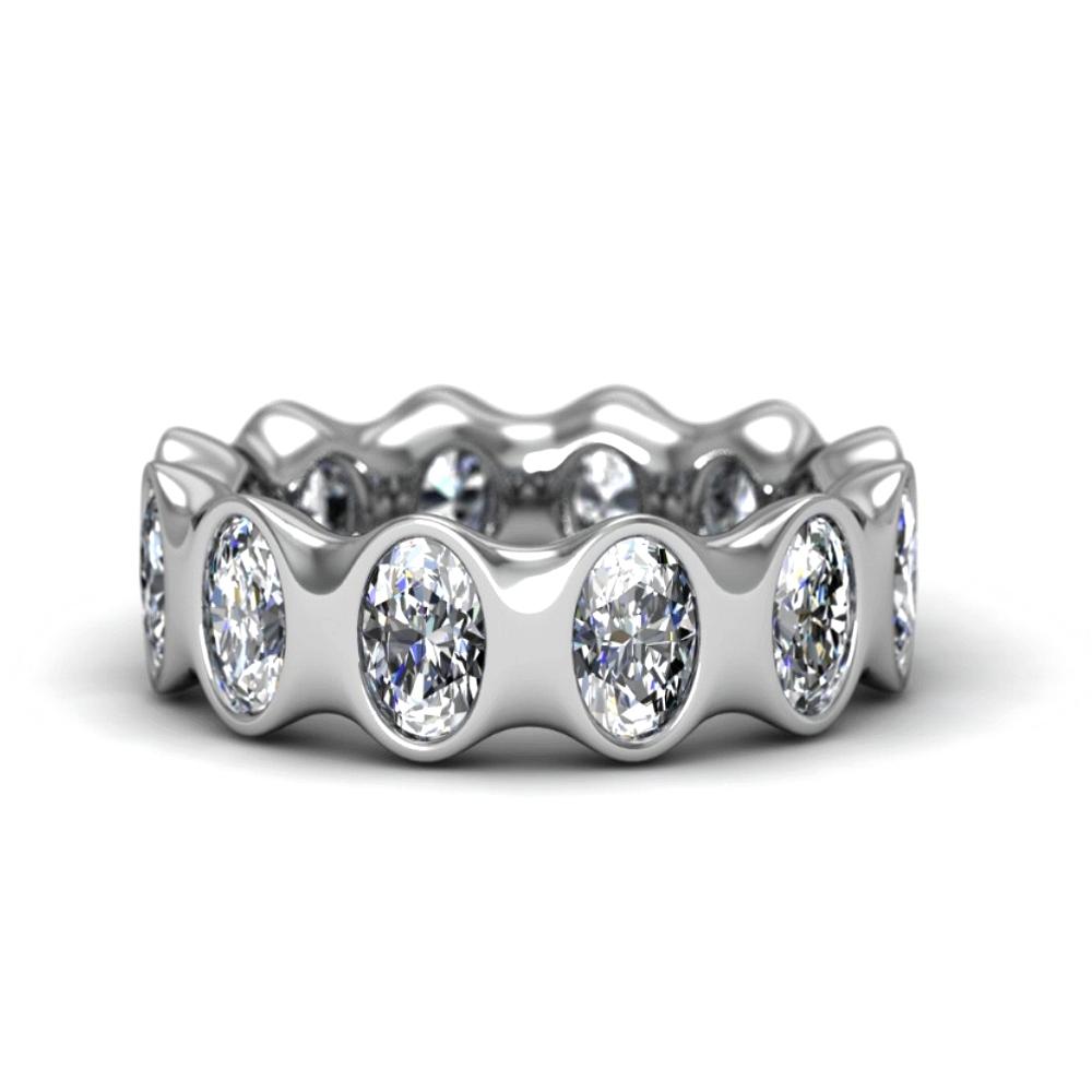 Platinum eternity ring with oval diamonds